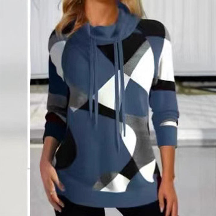 Damer bekväm trend hoodie med unikt geometriskt mönster Mirla-Eva Jonsson