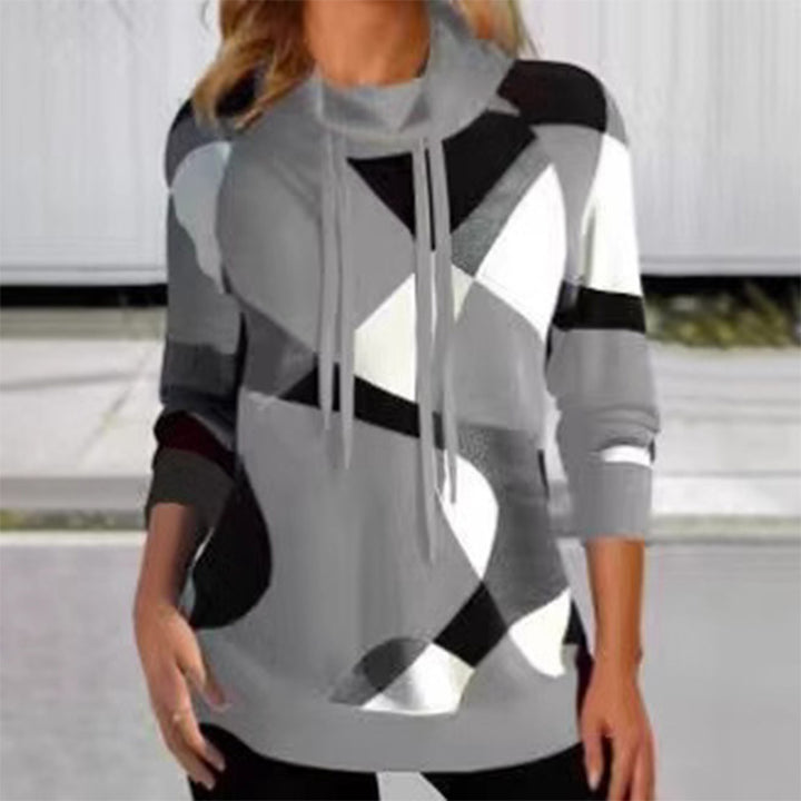 Damer bekväm trend hoodie med unikt geometriskt mönster Mirla-Eva Jonsson