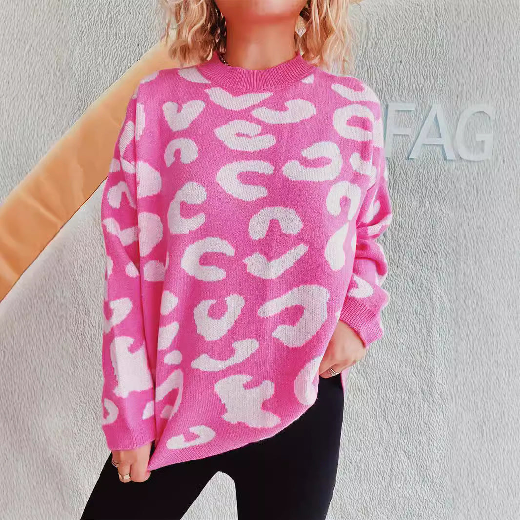 Damer bekväm tröja i modern leopardmönster Mirla-Eva Jonsson