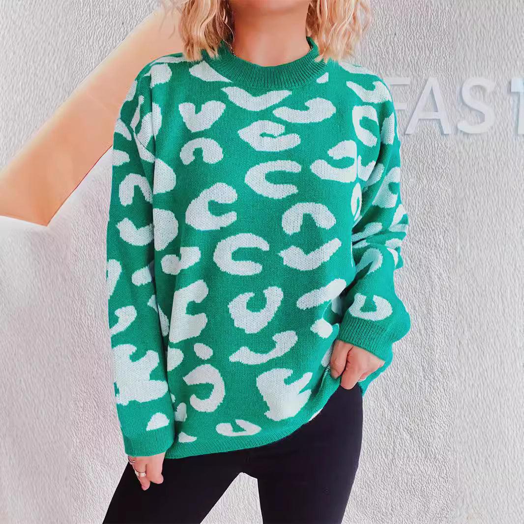 Damer bekväm tröja i modern leopardmönster Mirla-Eva Jonsson