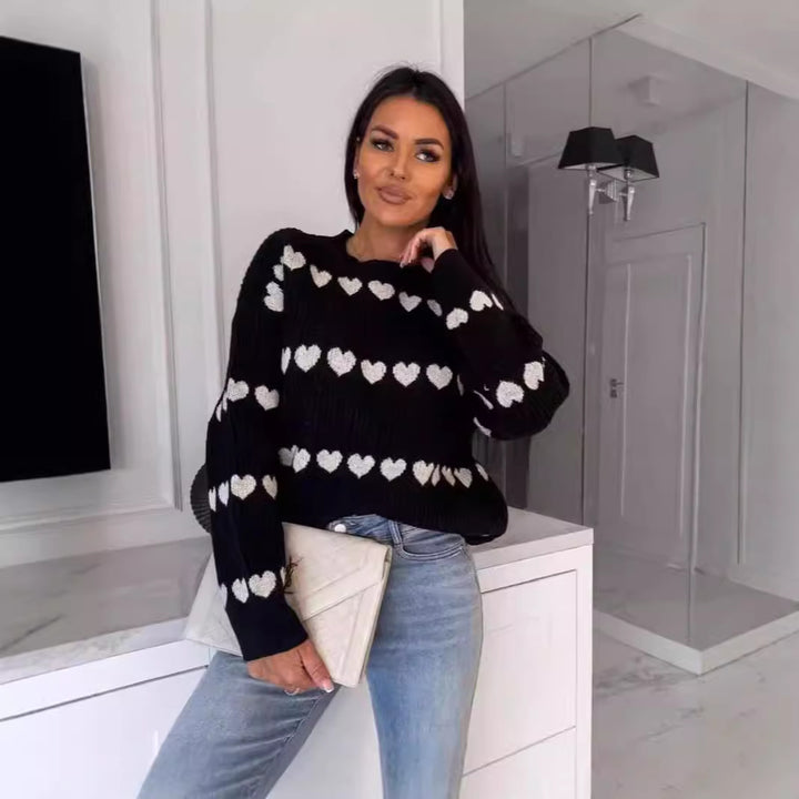 Damer bekväm tröja med hjärmönster Mirla-Eva Jonsson