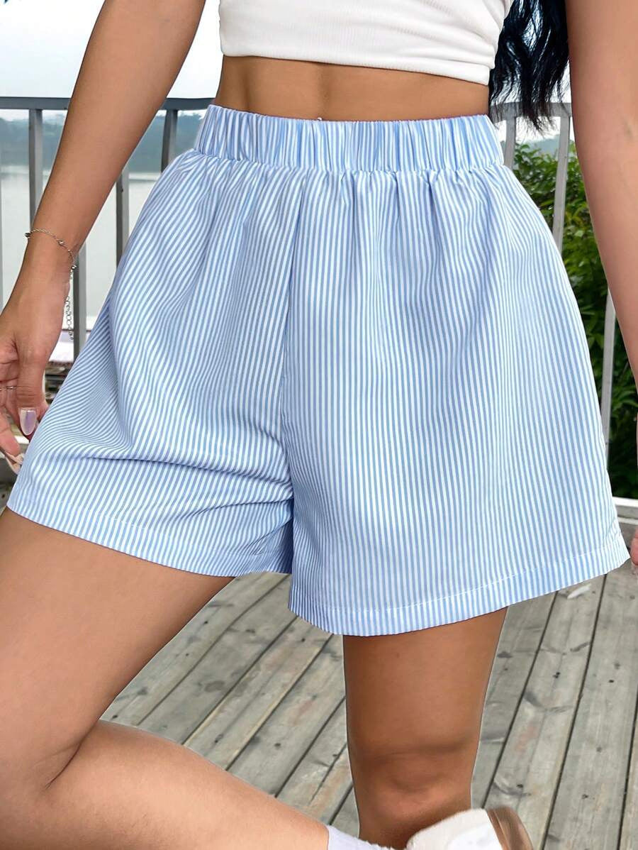 Damer bekväma bomullsshorts med randig design Mirla-Eva Jonsson