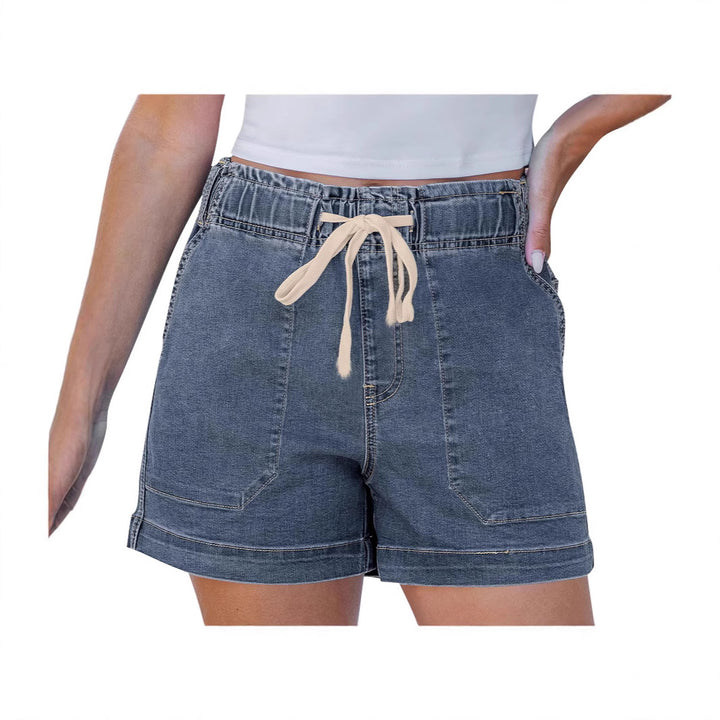 Damer bekväma denimshorts med gummiband och praktiska fickor Mirla-Eva Jonsson