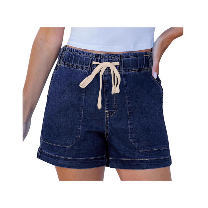 Damer bekväma denimshorts med gummiband och praktiska fickor Mirla-Eva Jonsson
