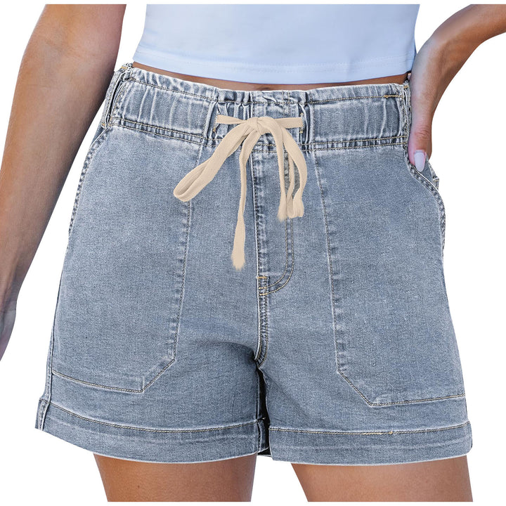 Damer bekväma denimshorts med gummiband och praktiska fickor Mirla-Eva Jonsson