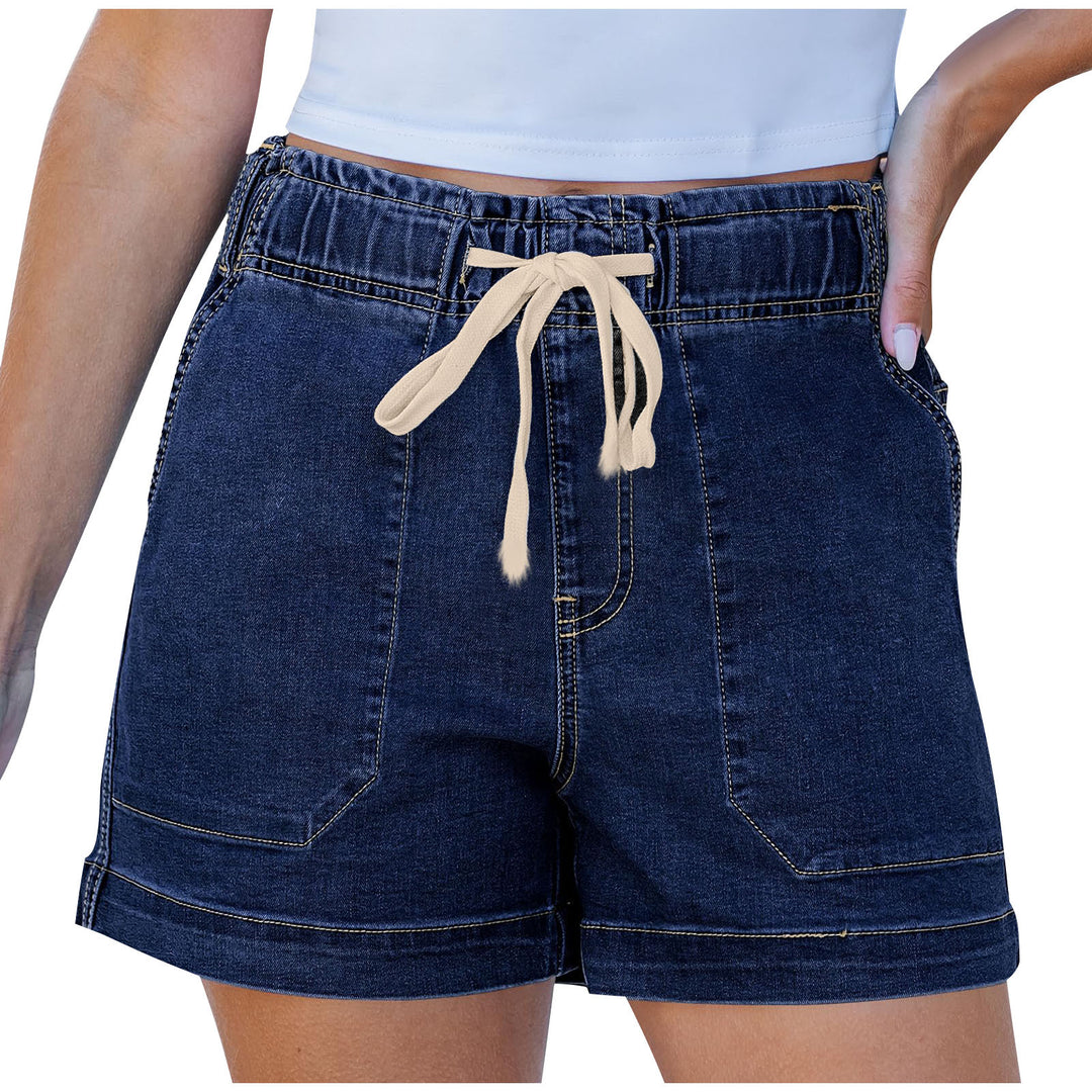 Damer bekväma denimshorts med gummiband och praktiska fickor Mirla-Eva Jonsson