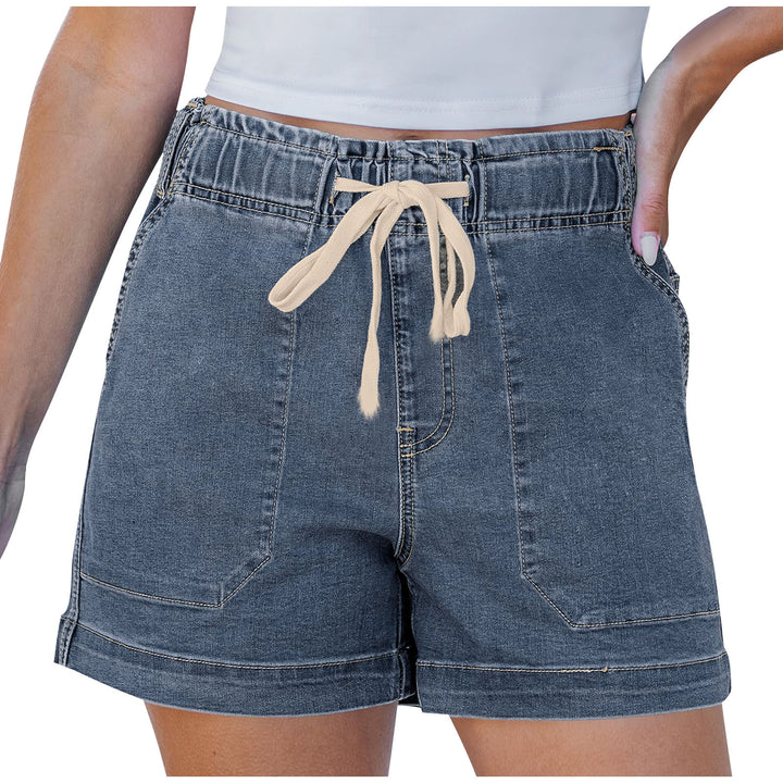 Damer bekväma denimshorts med gummiband och praktiska fickor Mirla-Eva Jonsson
