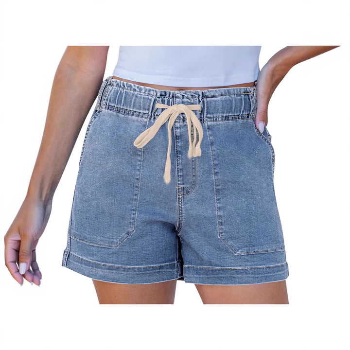 Damer bekväma denimshorts med gummiband och praktiska fickor Mirla-Eva Jonsson