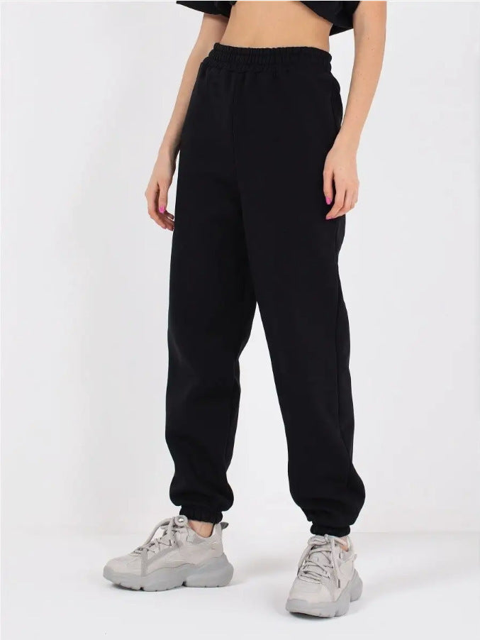 Damer bekväma sweatpants med hög midja och elastiska muddar Mirla-Eva Jonsson
