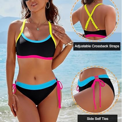 Damer bikini-set med färgglada accenter och justerbara snören Mirla-Eva Jonsson