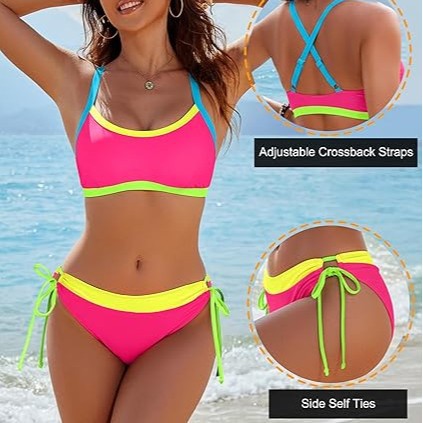 Damer bikini-set med färgglada accenter och justerbara snören Mirla-Eva Jonsson