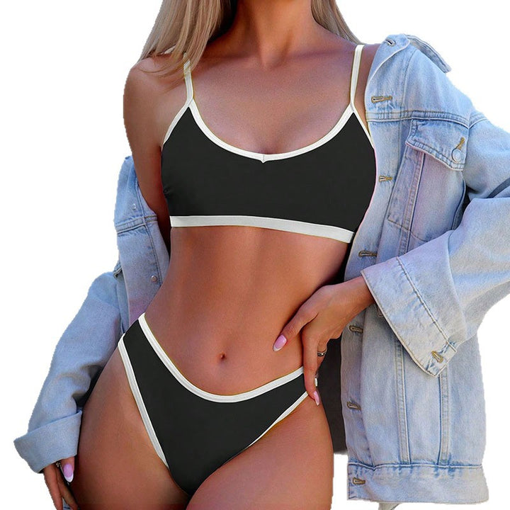 Damer bikini-set med sportig överdel och hög skärning-Eva Jonsson