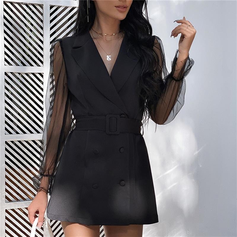 Damer blazer-klänning med transparenta ärmar och figursydd snitt Mirla-Eva Jonsson