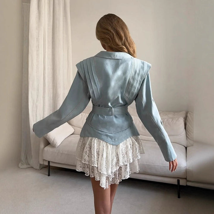 Damer blazer med voluminösa ärmar och elegant knytbälte Mirla-Eva Jonsson