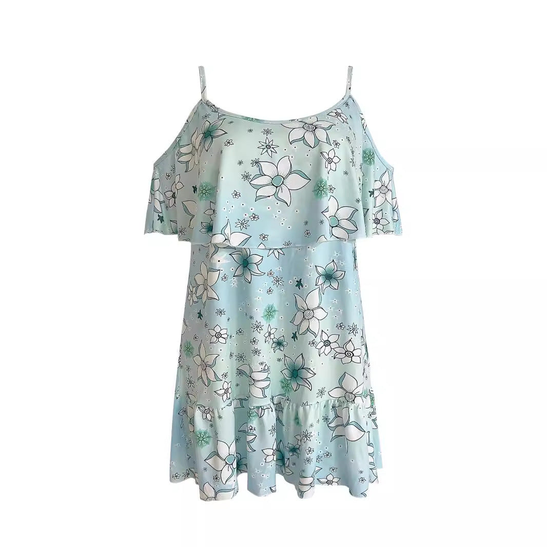Damer blommig klänning med off-shoulder ärmar Eva Jonsson-Eva Jonsson