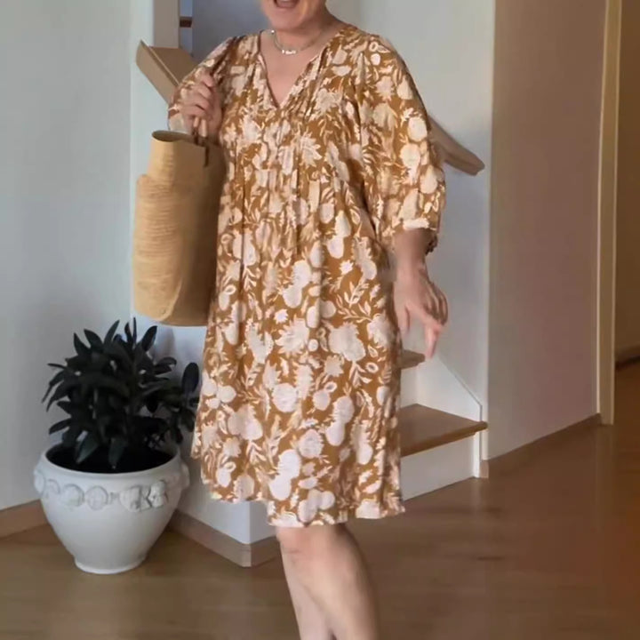 Damer blommig midiklänning med volang Eva Jonsson-Eva Jonsson