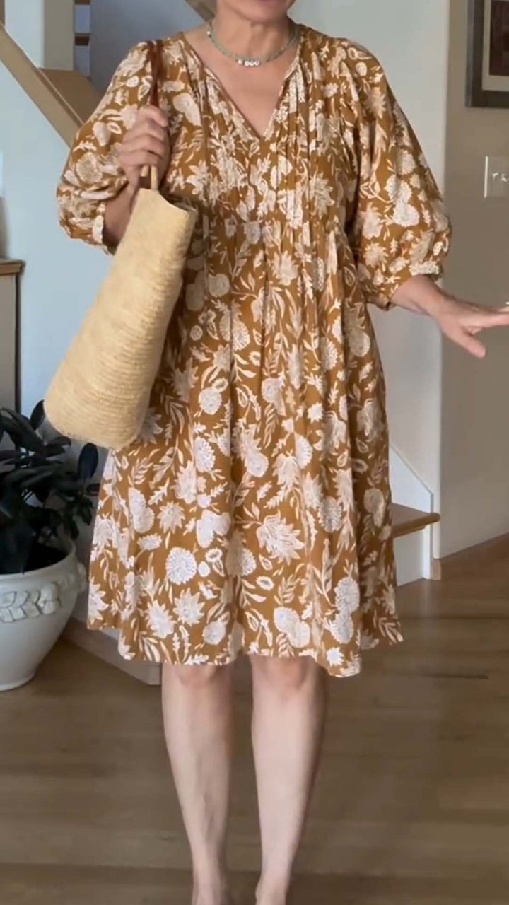 Damer blommig midiklänning med volang Eva Jonsson-Eva Jonsson