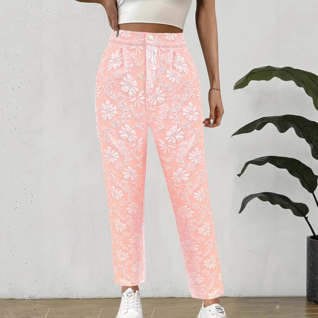 Damer blommönster byxor i elegant casual stil Mirla-Eva Jonsson