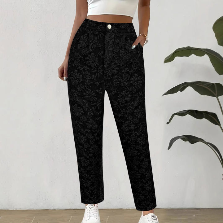 Damer blommönster byxor i elegant casual stil Mirla-Eva Jonsson