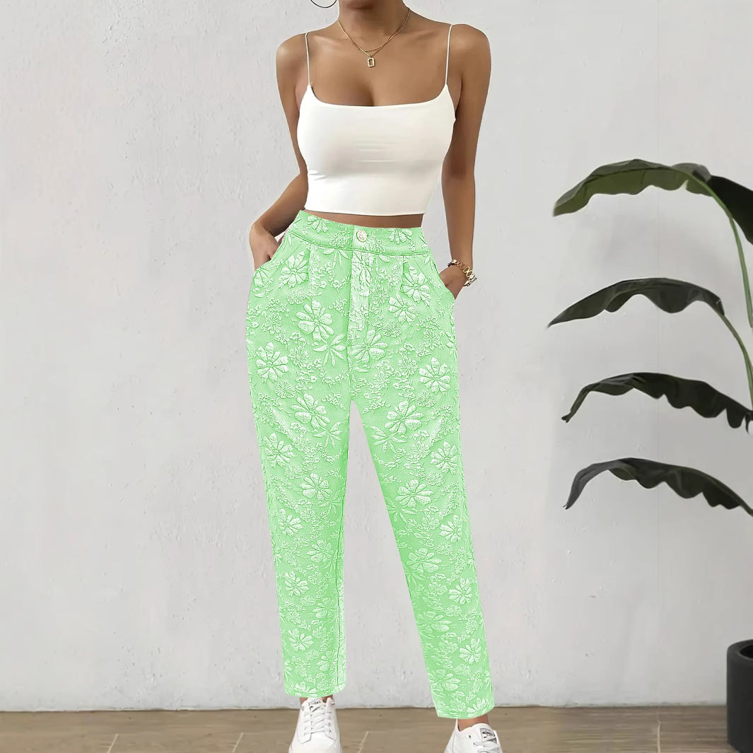 Damer blommönster byxor i elegant casual stil Mirla-Eva Jonsson
