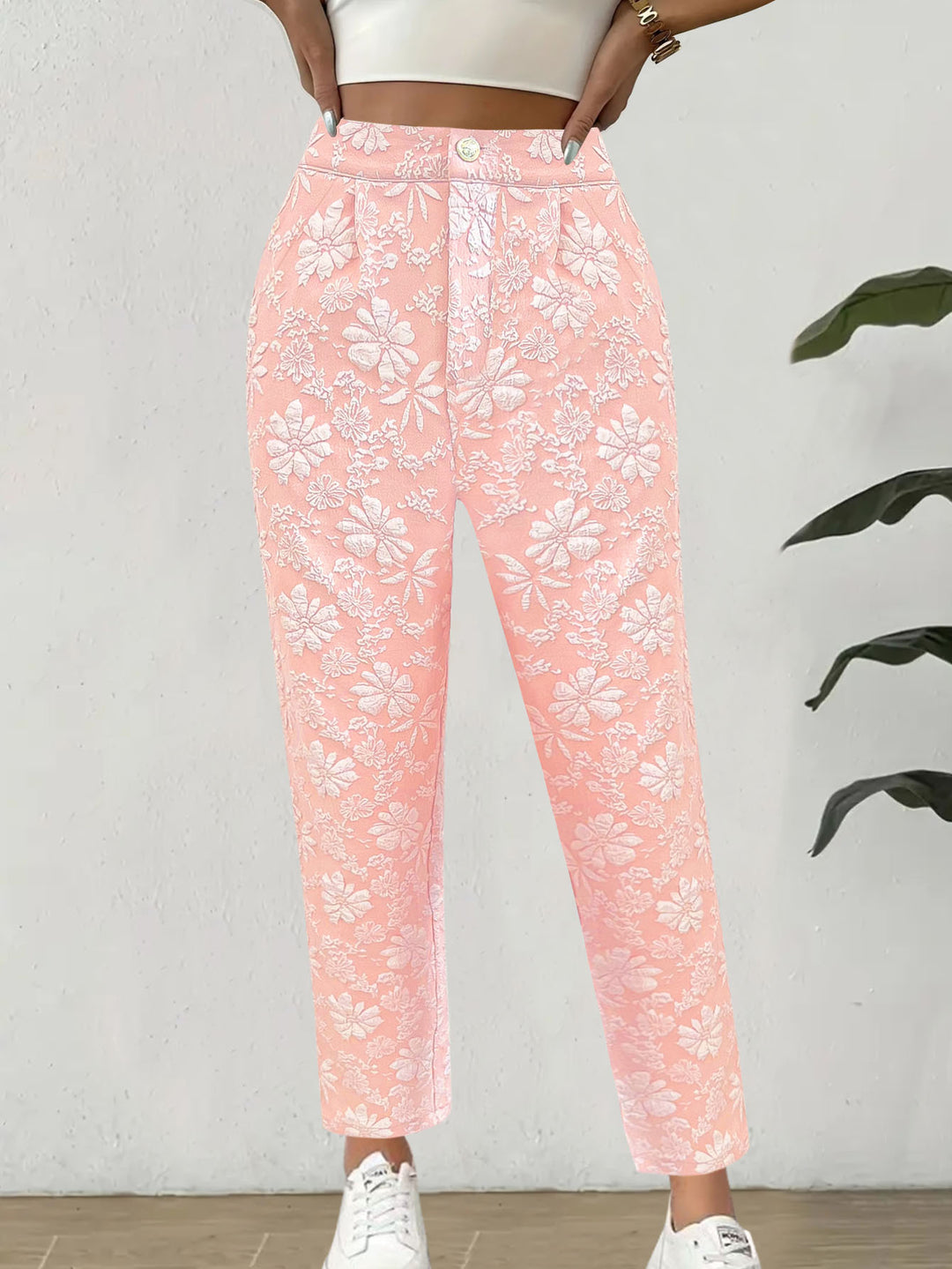 Damer blommönster byxor i elegant casual stil Mirla-Eva Jonsson