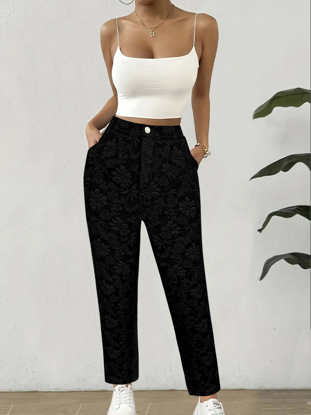 Damer blommönster byxor i elegant casual stil Mirla-Eva Jonsson