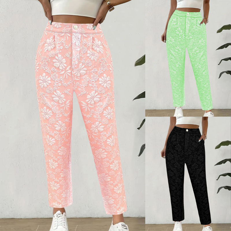 Damer blommönster byxor i elegant casual stil Mirla-Eva Jonsson