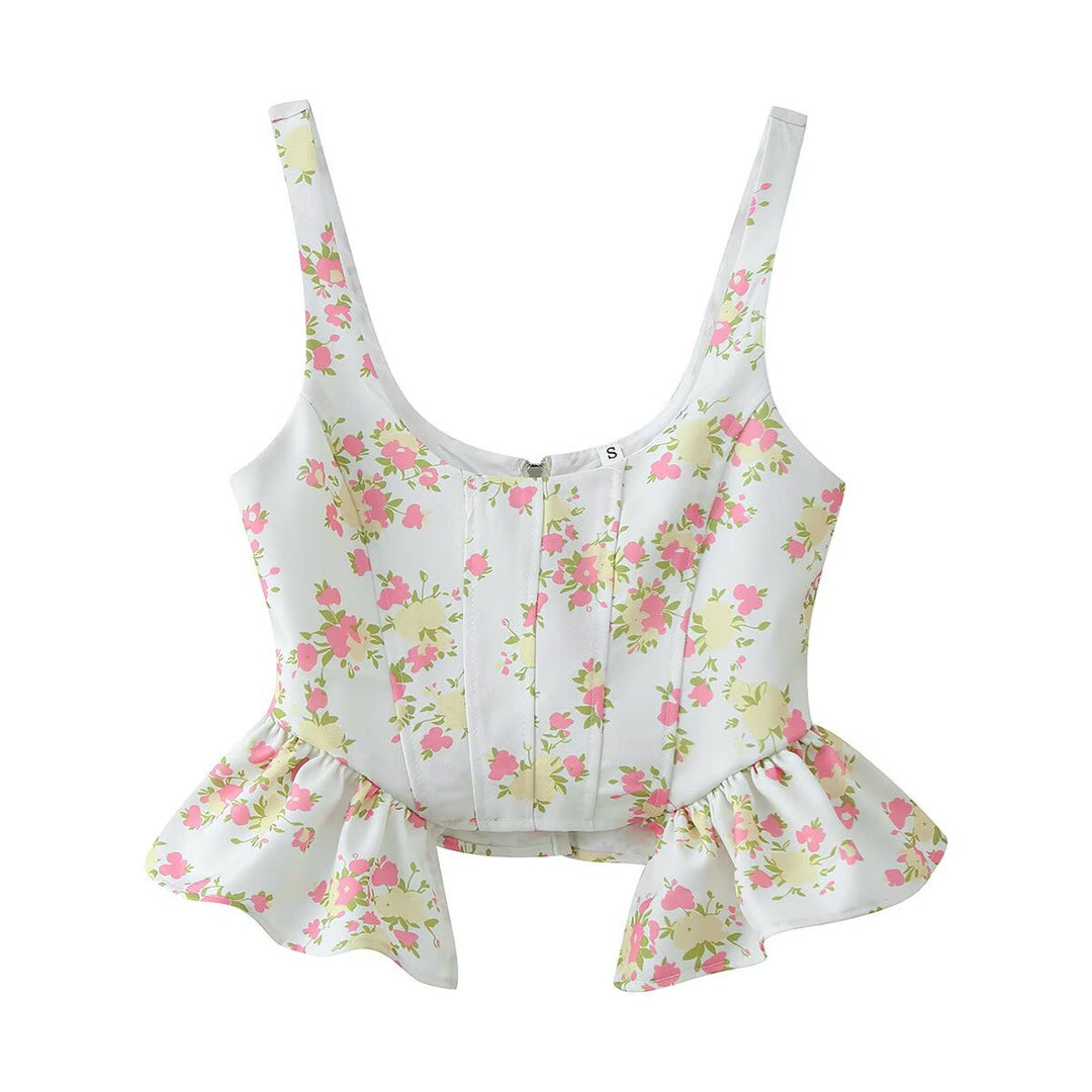 Damer blommönster crop-top och byxa set Mirla-Eva Jonsson