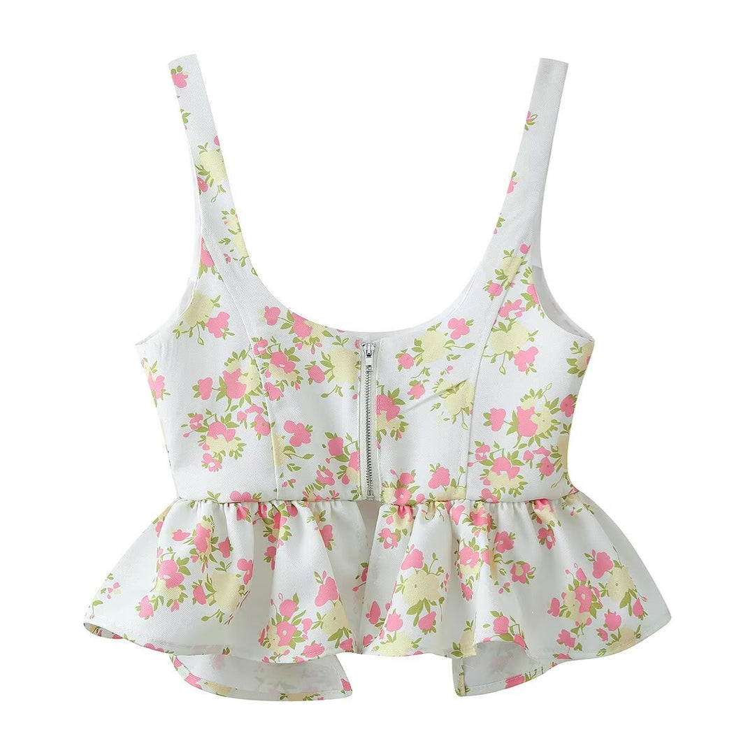 Damer blommönster crop-top och byxa set Mirla-Eva Jonsson
