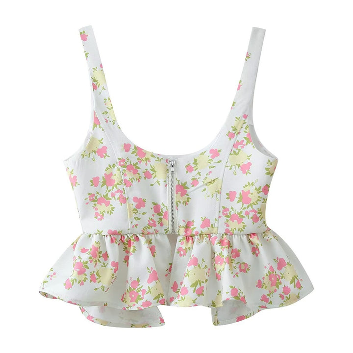 Damer blommönster crop-top och byxa set Mirla-Eva Jonsson