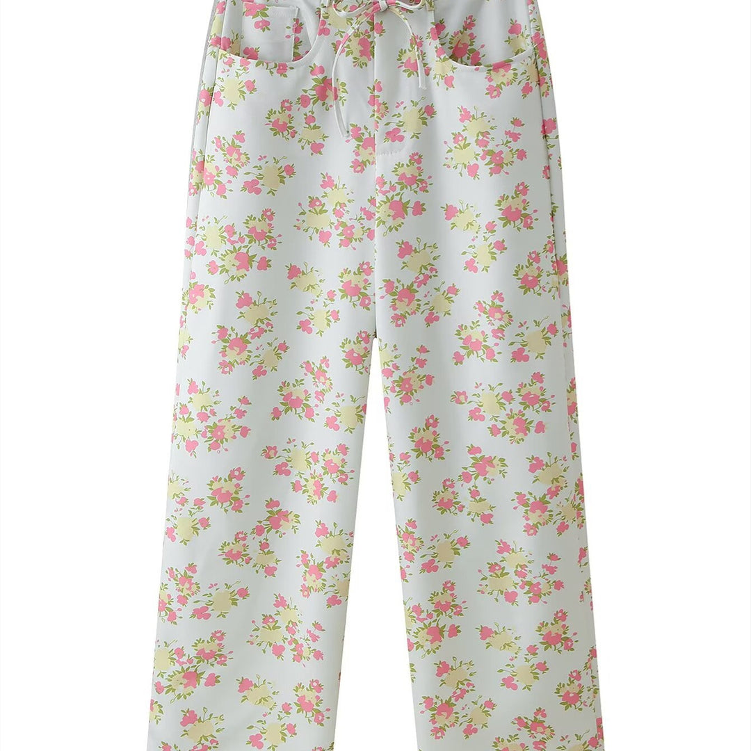 Damer blommönster crop-top och byxa set Mirla-Eva Jonsson