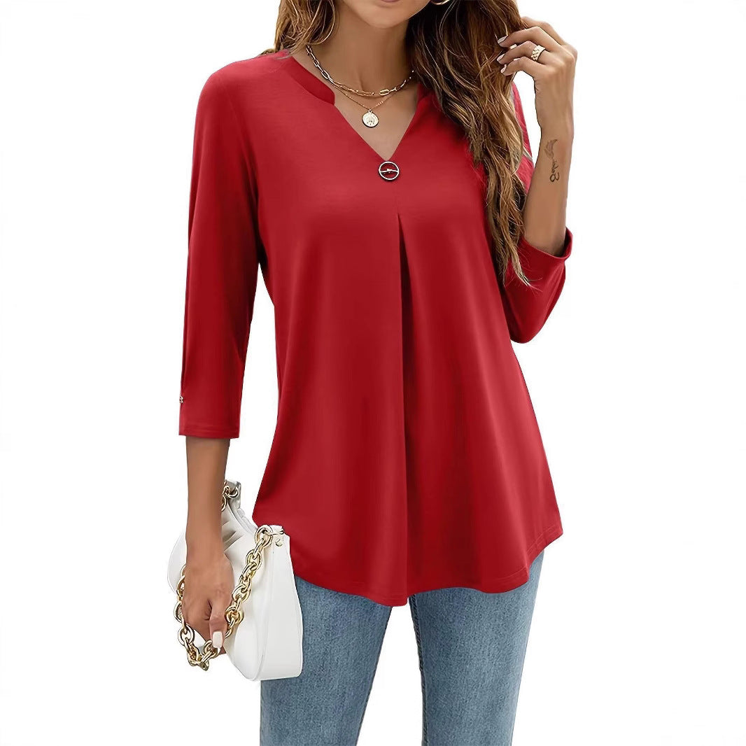 Damer blus med V-hals och eleganta detaljer Mirla-Eva Jonsson