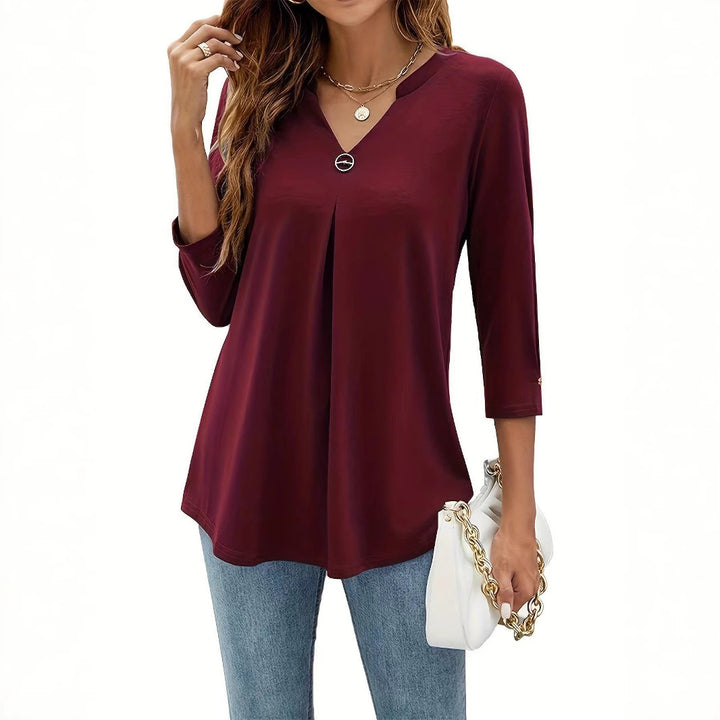 Damer blus med V-hals och eleganta detaljer Mirla-Eva Jonsson