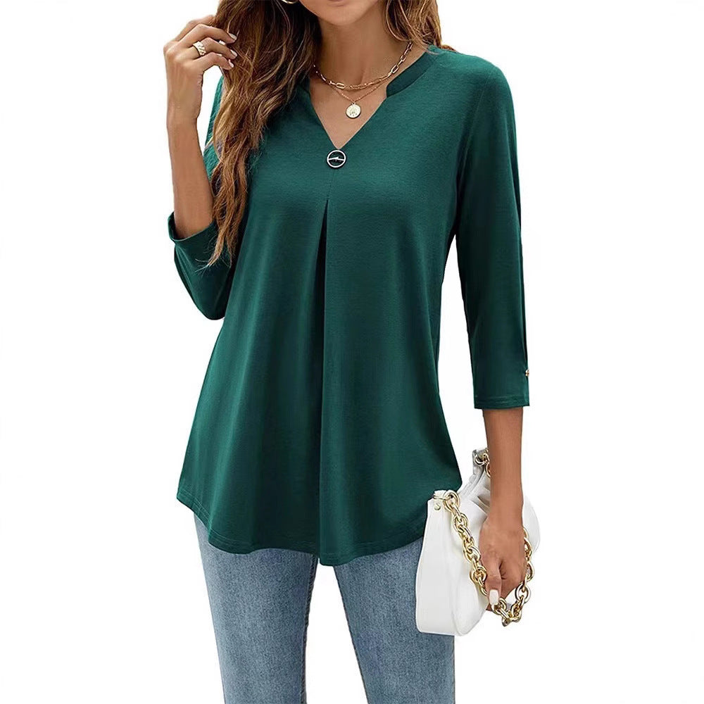 Damer blus med V-hals och eleganta detaljer Mirla-Eva Jonsson