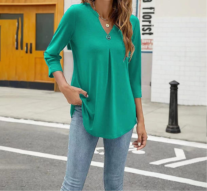Damer blus med V-hals och eleganta detaljer Mirla-Eva Jonsson