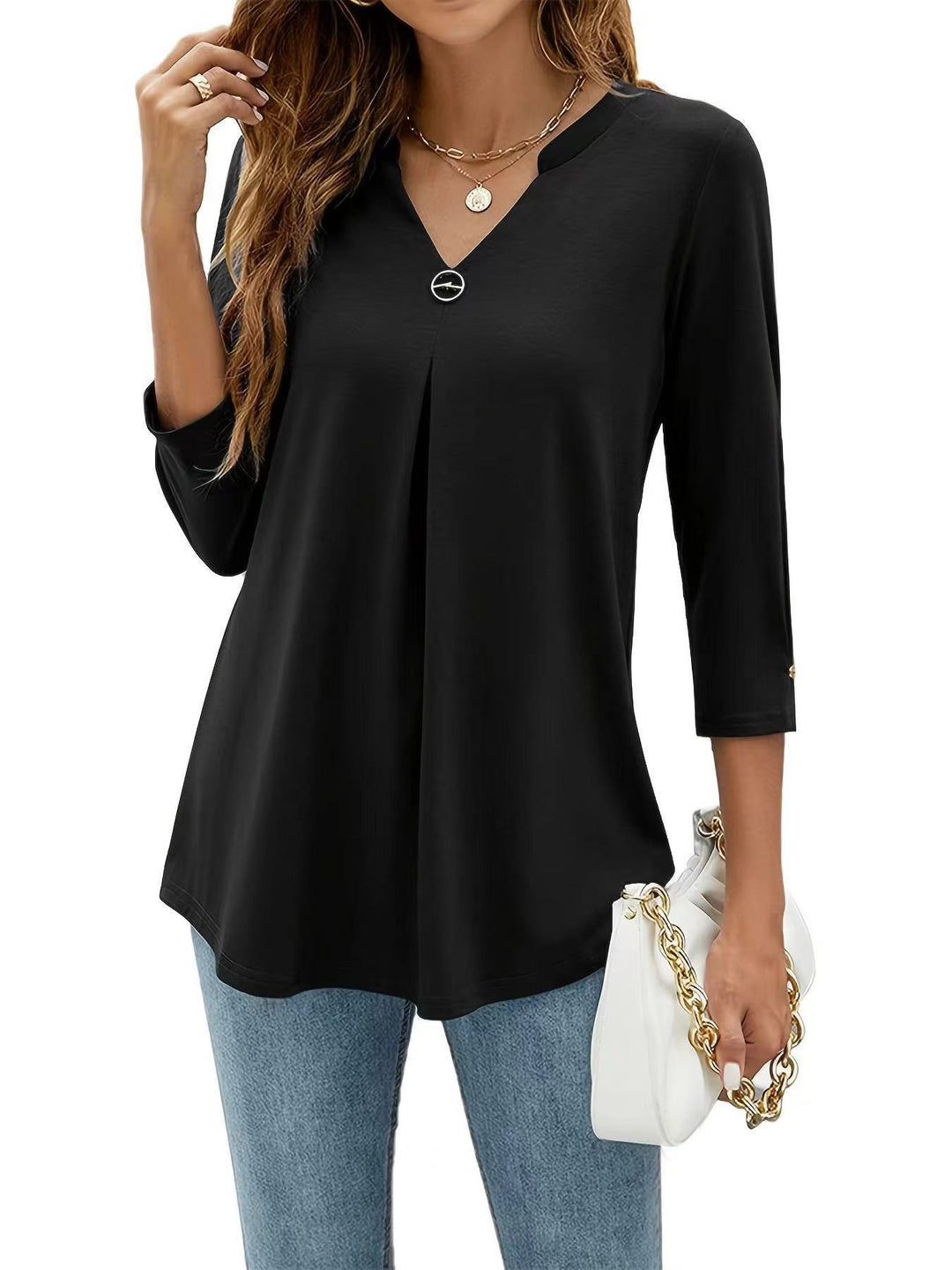 Damer blus med V-hals och eleganta detaljer Mirla-Eva Jonsson