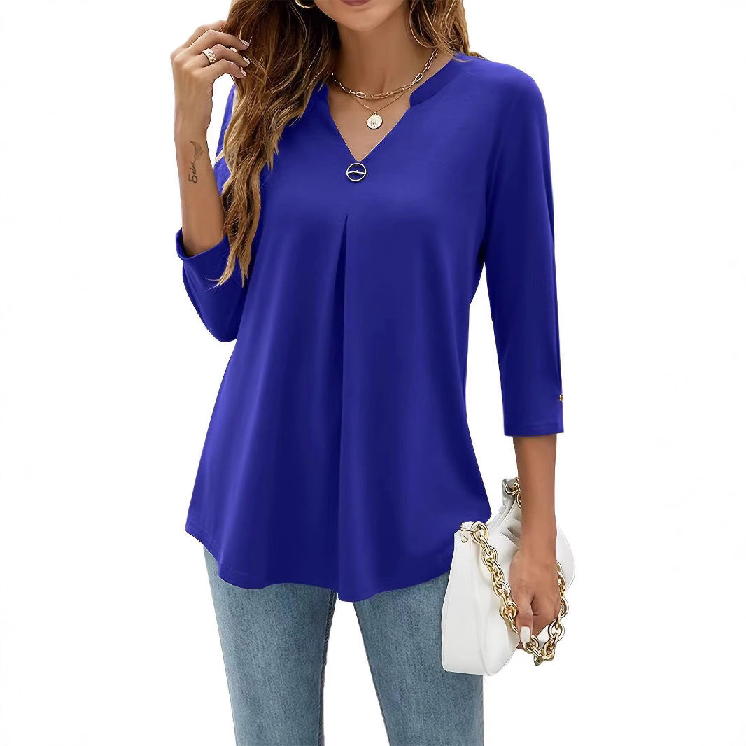Damer blus med V-hals och eleganta detaljer Mirla-Eva Jonsson