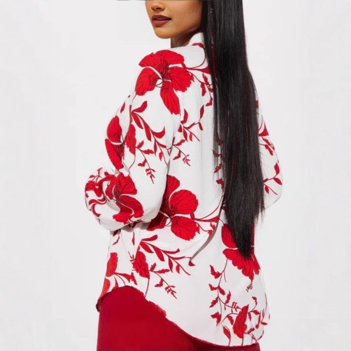 Damer blus med blommönster Mirla-Eva Jonsson