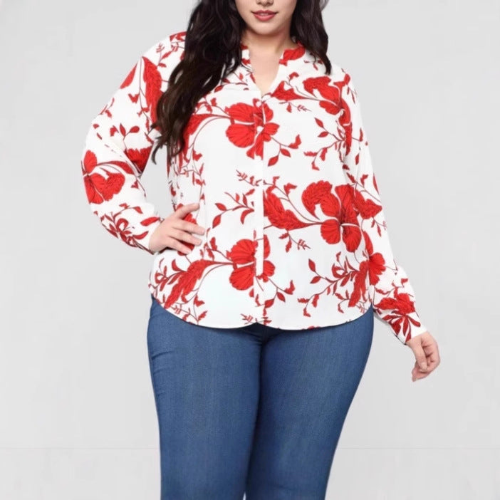 Damer blus med blommönster Mirla-Eva Jonsson