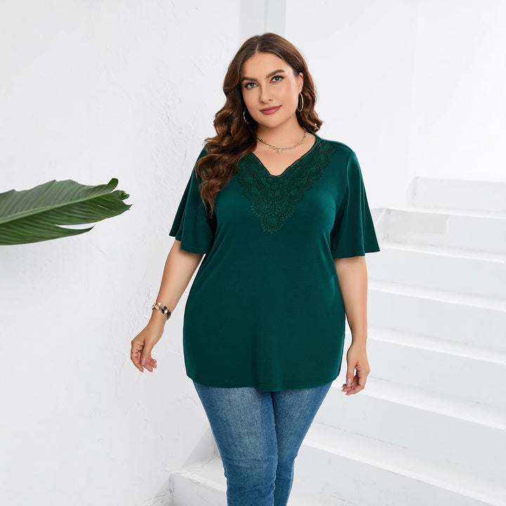 Damer blusenshirt med elegant hålbroderi och vida ärmar Mirla-Eva Jonsson
