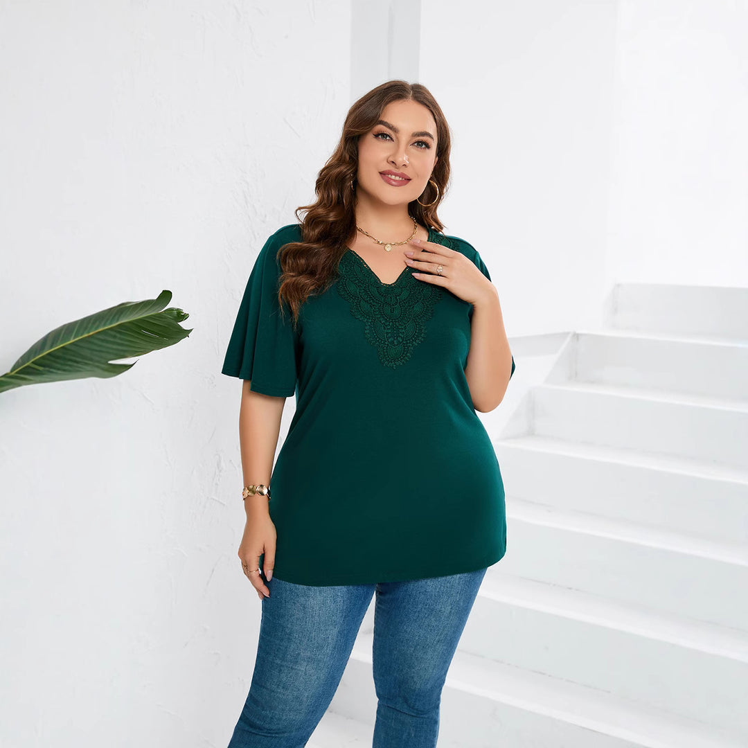 Damer blusenshirt med elegant hålbroderi och vida ärmar Mirla-Eva Jonsson