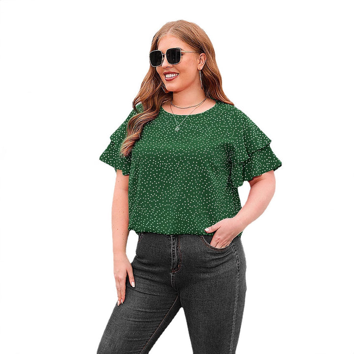 Damer blusenshirt med volanger och prickdesign Mirla-Eva Jonsson