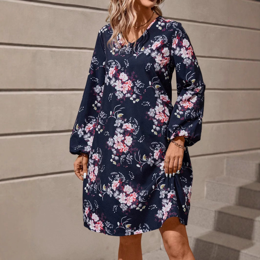Damer blusklänning med blommönster och voluminösa ärmar Mirla-Eva Jonsson