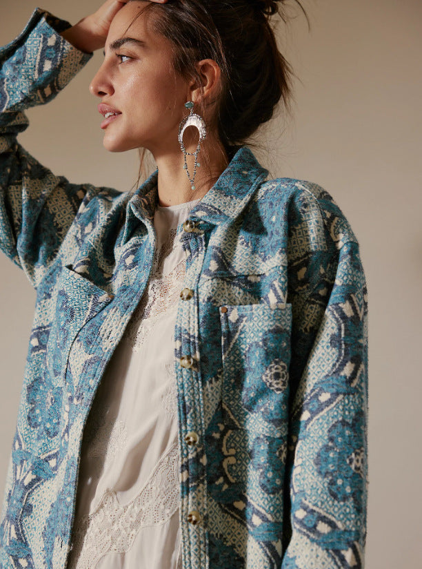 Damer bomullsmönstrad skjorta Mirla-Eva Jonsson