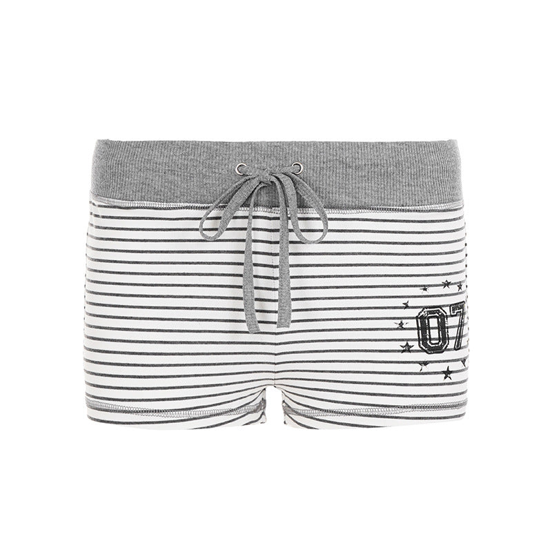 Damer bomullsshorts med bekväm resår och trendigt randmönster Mirla-Eva Jonsson