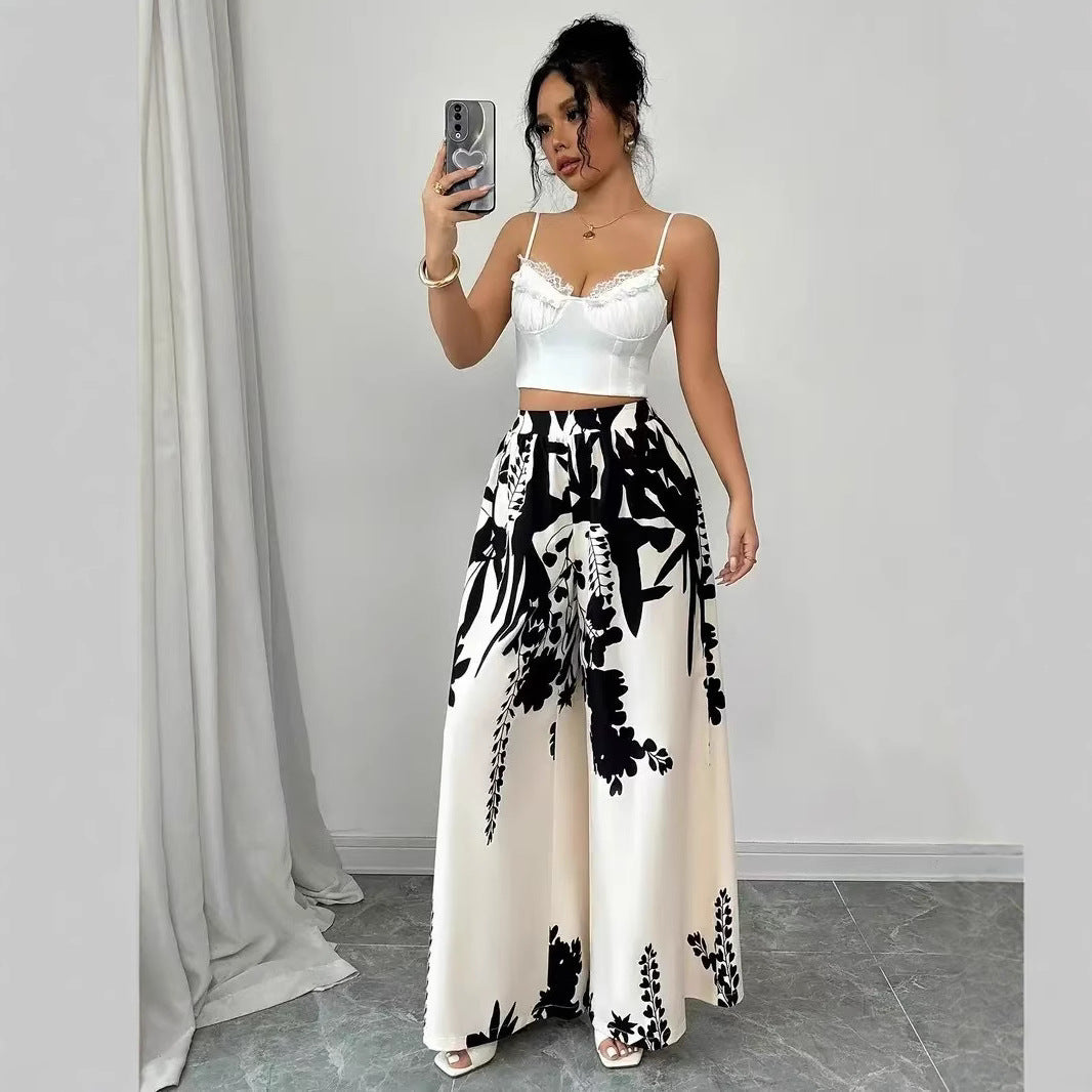 Damer breda Palazzo-byxor med blommigt mönster Eva Jonsson-Eva Jonsson