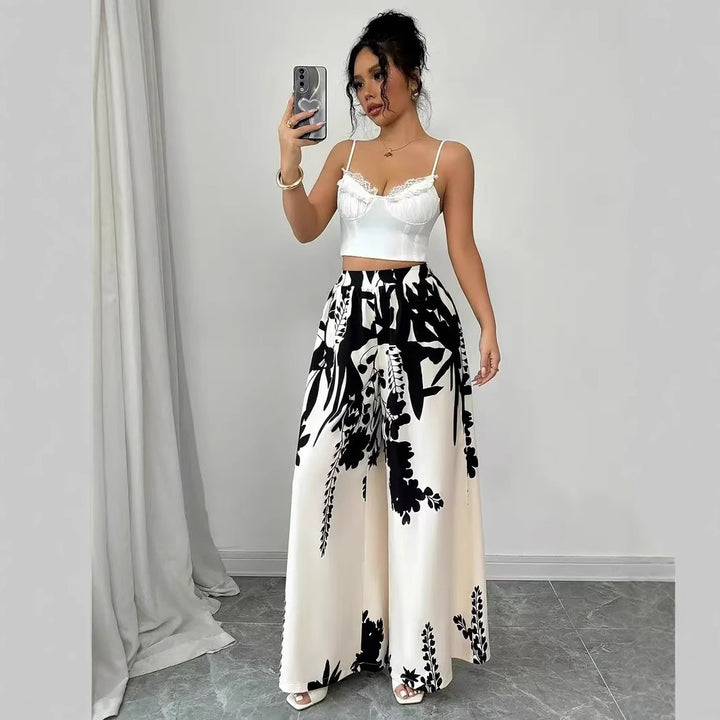 Damer breda Palazzo-byxor med blommigt mönster Eva Jonsson-Eva Jonsson