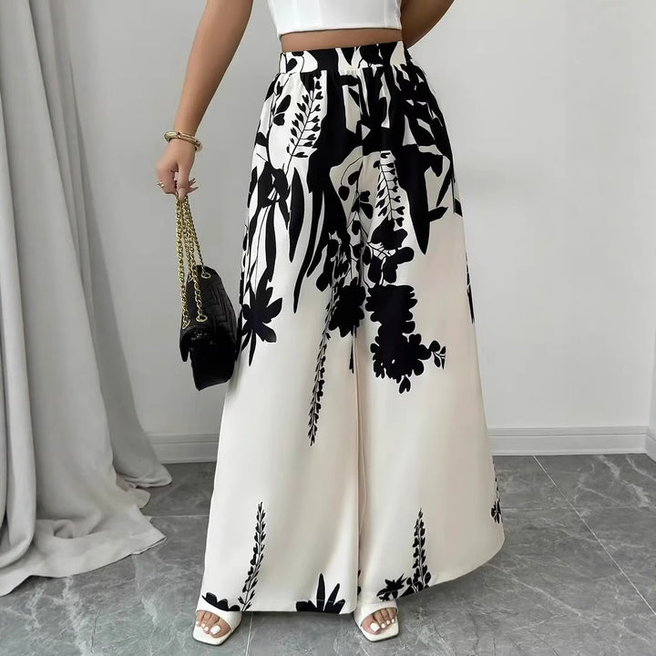 Damer breda Palazzo-byxor med blommigt mönster Eva Jonsson-Eva Jonsson