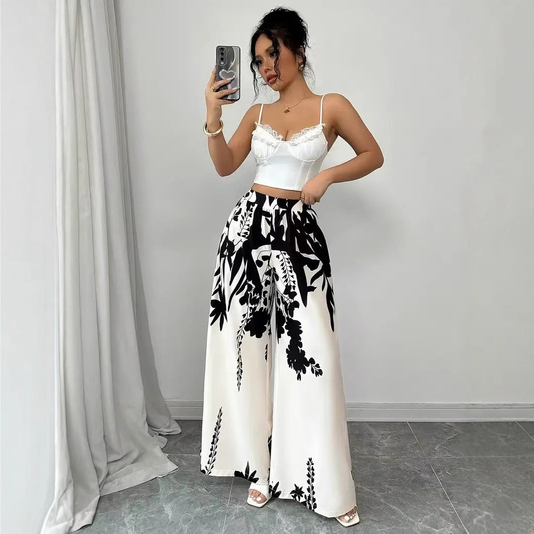 Damer breda Palazzo-byxor med blommigt mönster Eva Jonsson-Eva Jonsson