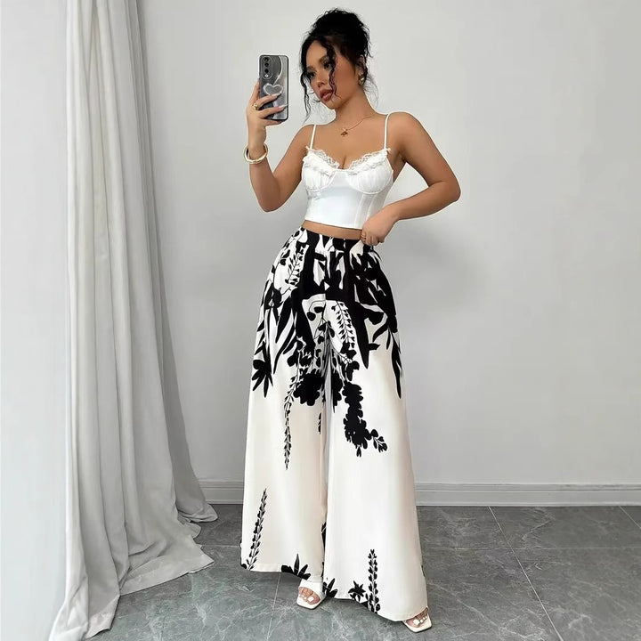 Damer breda Palazzo-byxor med blommigt mönster Eva Jonsson-Eva Jonsson